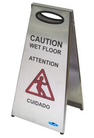 Panneau de sécurité ''Plancher glissant'' en acier inoxydable #FR001119000