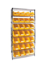 Heavy-Duty Wire Shelving Units with Storage Bins, 8 Tiers, 14" D #TQ0RL816000