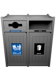 VISION Grey Mixed Recycling Station with Panel 64 Gal #BU111863000