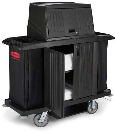 Double Housekeeping Cart with Lockable Doors Rubbermaid 9T19 #RB009T19NOI