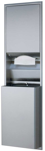 Paper Dispenser and Waste Receptacle 56" Combo Bobrick B-3944 CLASSIC, 45.5 L #BO0B3944000