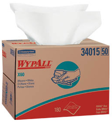 Wypall X60 White Pop-Up Box Washcloths #KC034015000