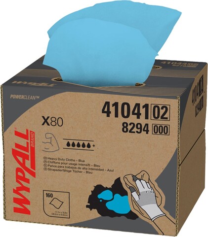 41041 Wypall X80 Blue Pop-Up Box Heavy Duty Cleaning Cloths #KC041041000