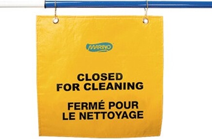 Affiche suspendue bilingue au cadre de porte "Fermé pour le nettoyage" #MR148389000