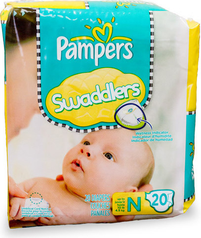 Couches pour nouveaux-nés taille N (jusqu’à 10 lbs) Pampers Swaddlers #PG30374K000