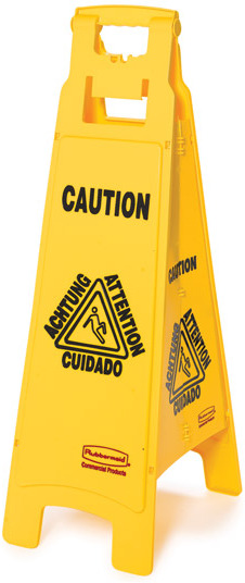 Trilingual Floor Sign "Caution" Printed on Four Sides #RB006114000