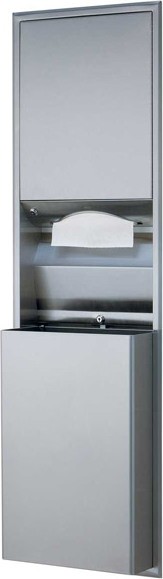 Paper Dispenser and Waste Receptacle 56" Combo Bobrick B-3944 CLASSIC, 45.5 L #BO003944000