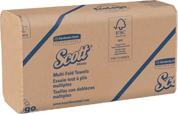 Essuie-main brun à plis multiple avec 100% de fibre recyclé Scott #KC001801000