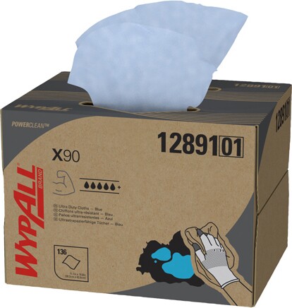 Wypall X90 Chiffons de nettoyage extra-robuste en boîte pop-up bleu #KC012891000