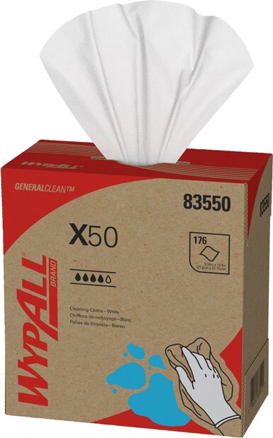83550 Wypall X50 Chiffons de nettoyage en boîte pop-up blanc #KC083550000