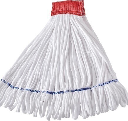Rough Floor Knitted Wet Mop, Wide band, Looped-end, White #RB00T256000