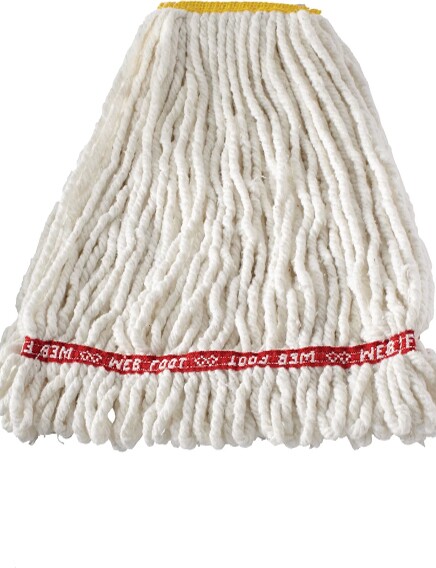 Shrinkless Web Foot, Synthetic Wet Mop, Wide Band, Looped-End #RBA25306BLA