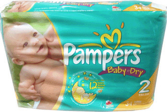 Couche taille 2 (12 - 18 lb) Baby Dry de Pampers #PG05754A000