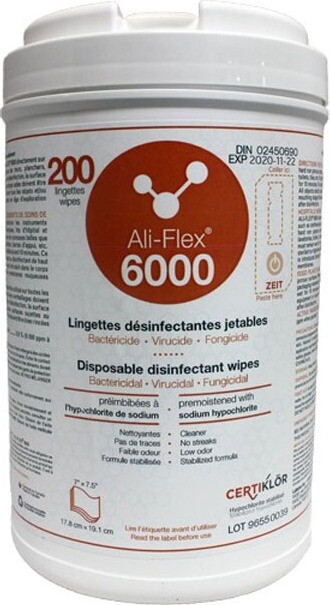 ALI-FLEX 6000 Sodium Hypochlorite Cleaning Disinfectant Wipes #LM009655L95