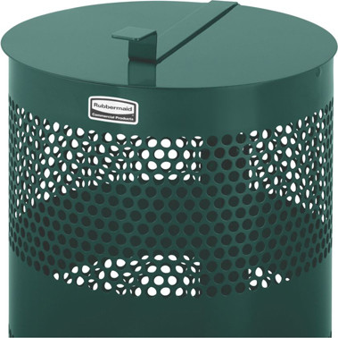 Poubelle extérieure 10 gal à design perforé avec couvercle Towne #RBH1NLIDVER Poubelle extérieure 10 gal à design perforé avec couvercle Towne #RBH1NLIDVER