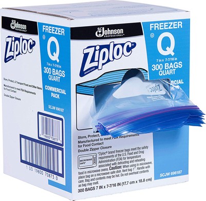 Freezer Bags Ziploc Quart, 300 bags #SJ708730000