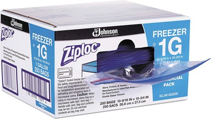 Ziploc 1 gal Freezer Bags, 250 bags #SJ713774000