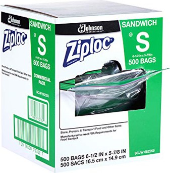 Resealable Sandwich Bags Ziploc, 500 bags #SJ707627000