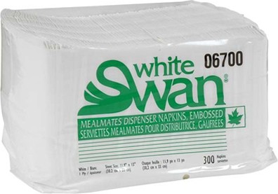 06700 White Swan, White Napkins, 18 x 300 Sheets #EC751478000