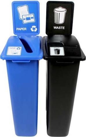 WASTE WATCHER Paper Waste Recycling Station with Panel 46 Gal #BU101056000