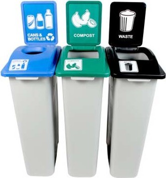 Trio contenants pour canettes, compost et déchets Waste Watcher #BU100998000