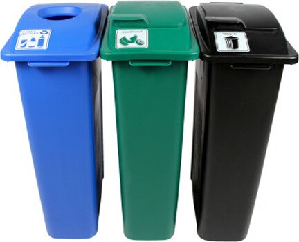 WASTE WATCHER Triple Containers for Waste, Bottles and Compost 69 Gal #BU101065000