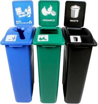 WASTE WATCHER Recycling Station Waste, Recycling and Organics 69 Gal #BU101066000