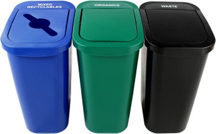 BILLI BOX 3-Stream Recycling Wastebasket 30 Gal #BU100885000