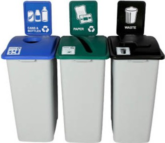 Trio Containers Cans, Paper and Waste Waste Watcher XL, Closed Lid #BU101349000