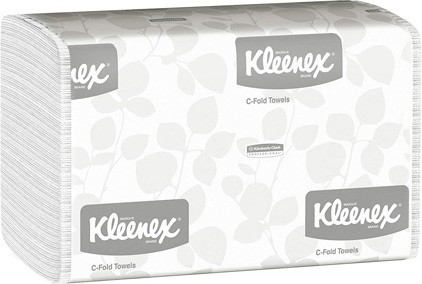 01500 KLEENEX Essuie-mains pliés en C blanc, 16 x 150 feuilles #KC001500000