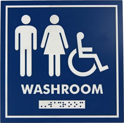 Neutral Emboss Washroom Pictogram, Wheelchair Symbol, Braille, English #FR000966000