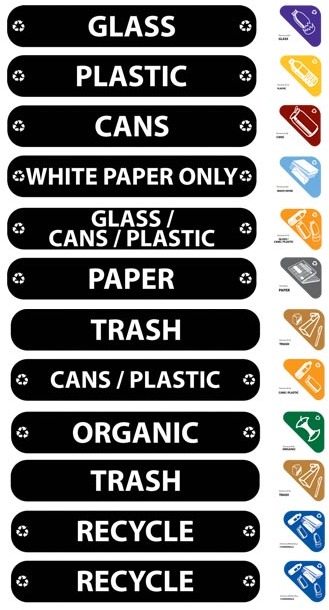 Étiquettes de recyclage applicables sur les poubelles de recyclage #RB179297500