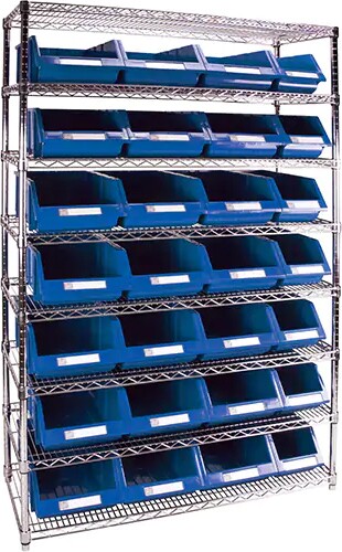 Heavy-Duty Wire Shelving Units with Storage Bins, 8 Tiers #TQ0RL831000