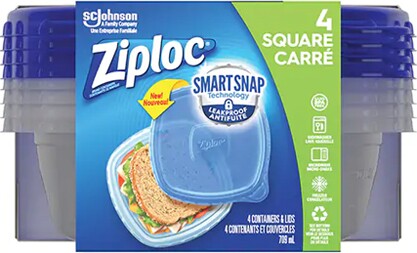 Square Food Containers Ziploc with Smart Snap Technology #TQ0OR136000