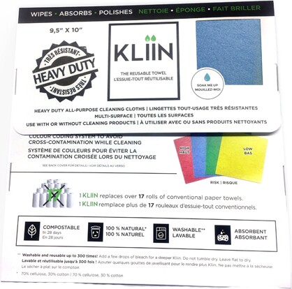 Kliin Reusable and Compostable Sheets Wipes #KL094040000