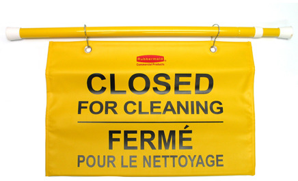 Affiche suspendue bilingue ''Fermé pour le nettoyage'' #RB009S16JAU