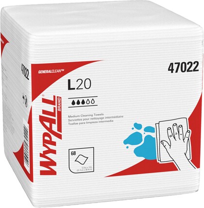 47022 Wypall L20 White Cleaning Quaterfold Wipes #KC047022000