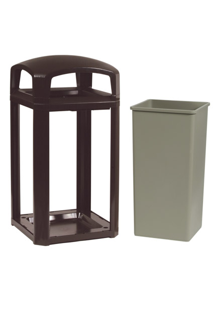 3975 LANDMARK Poubelle extérieur avec couvercle 50 gal #RB003975SAB