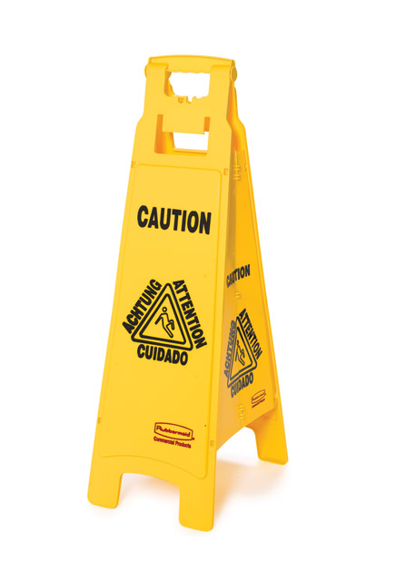 Trilingual Floor Sign "Caution" Printed on Four Sides #RB006114000