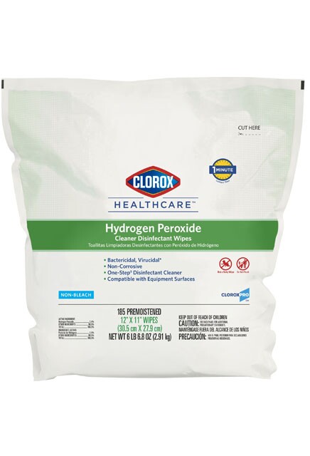 CLOROX HEALTHCARE Lingettes désinfectantes avec peroxyde d'hydrogène #CL001459000