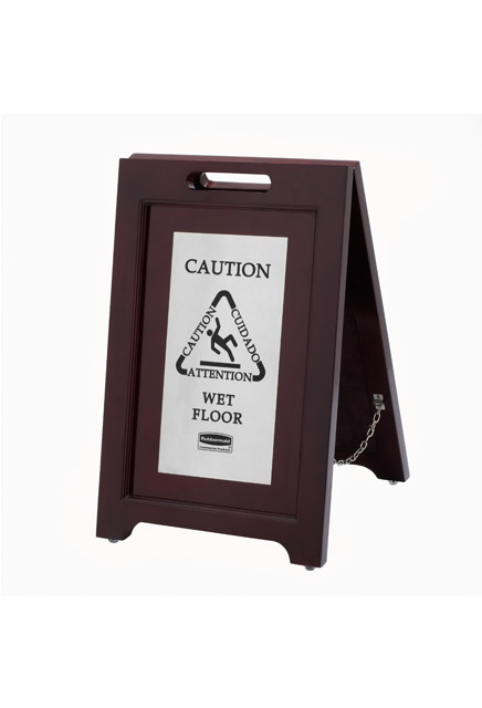 Trilingual 2-Sided Wooden Caution Sign Executive Series #RB186750800