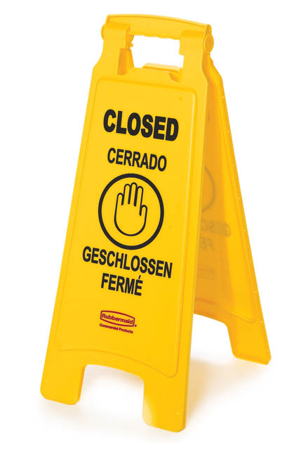 Floor Sign with Multi-Lingual "Closed" Imprint 2-sided #RB611278000
