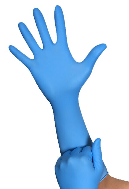 Gants en nitrile bleu 8 mils avec manche long et sans poudre #SE0DN10800M