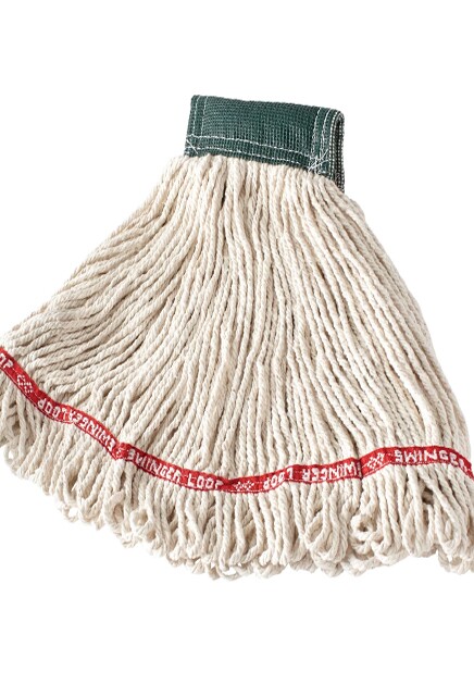 Swinger Loop Wet Mop, Cotton and Synthetic, Wide Band, Looped-end, White #RBC15206BLA