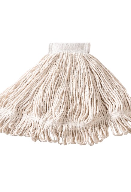 Super Stitch Cotton Wet Mop, Wide Band, Looped-End, White #RBD15206BLA
