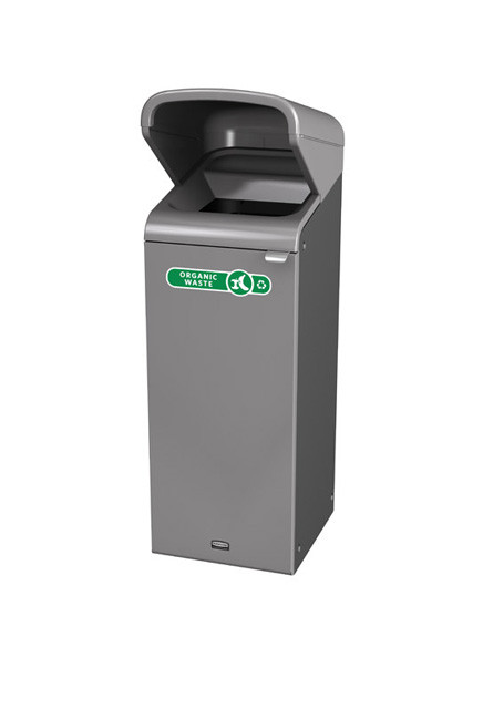 Configure Outdoor Recycling Container with Rain Hood, 15 gal #RB196171800