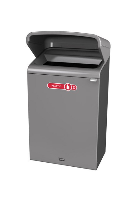Configure Outdoor Recycling Container with Rain Hood, 33 gal #RB196172900