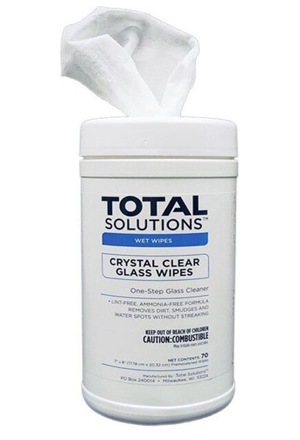 TOTAL SOLUTIONS Crystal Clear Glass Cleaning Wipes #WH001558000