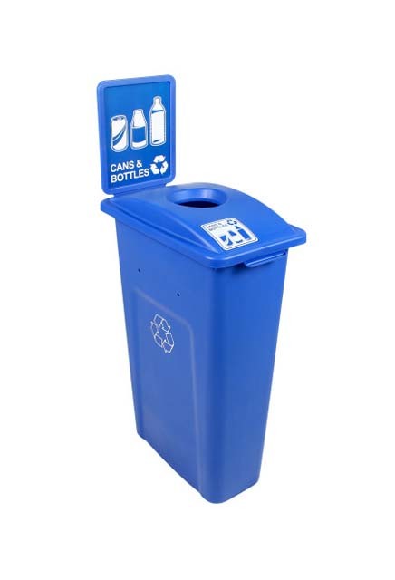 Waste Watcher Single Container for Cans & Bottle with Sign #BU101035000