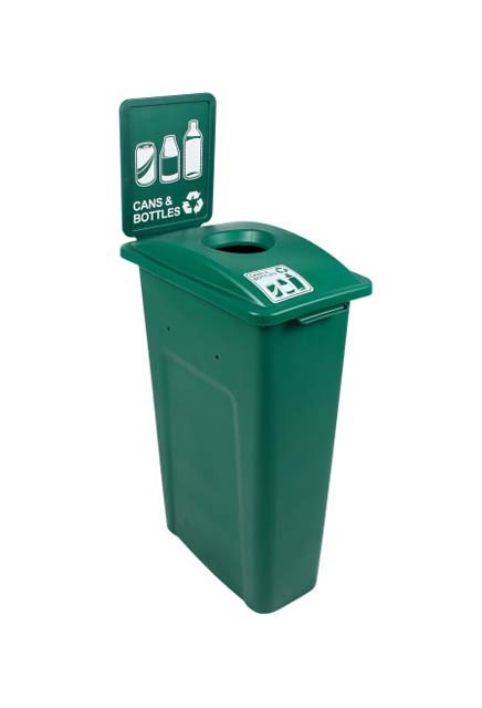Waste Watcher Single Container for Cans & Bottle with Sign #BU101036000
